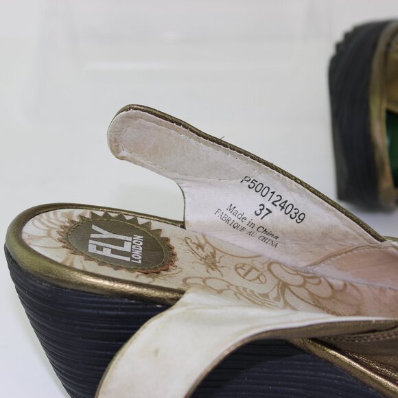 Fly London Yakin Golden Slingback Wedge Sandal (6.5 US) - Picture 8 of 8
